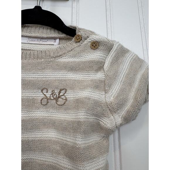 Stitch & Bean Baby Boy 2 Piece Beige Striped Knit Short Set Size 3-6 Months #162 - Picture 6 of 16